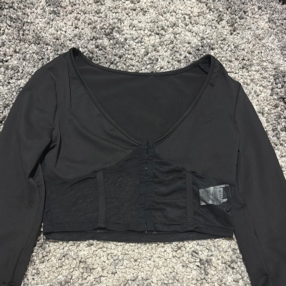 SHEIN Black Fitted 3/4 Sleeve Bodysuit